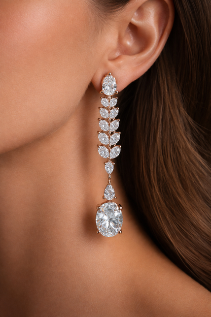 Laina 8 Carats Pear & Oval Cut Lab Grown Diamond Drop Earrings in 14K White Gold