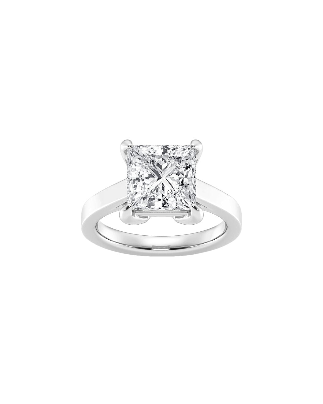 Laisara 5 Carat Faceted Princess Cut Lab Grown Diamond Engagement Ring in 14k White Gold