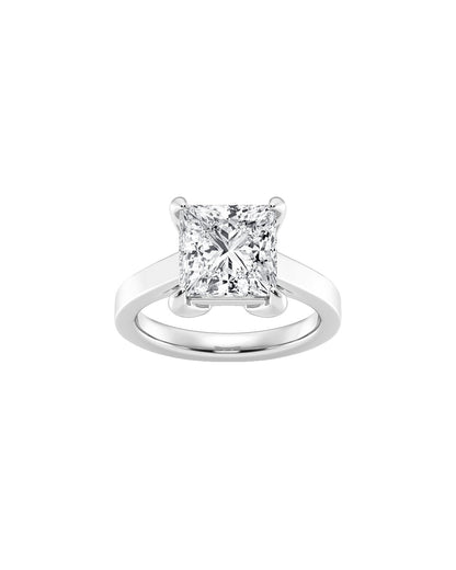 Laisara 5 Carat Faceted Princess Cut Lab Grown Diamond Engagement Ring in 14k White Gold