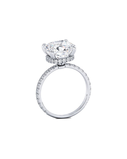 Diamond ring with a round-shaped center stone on a white background