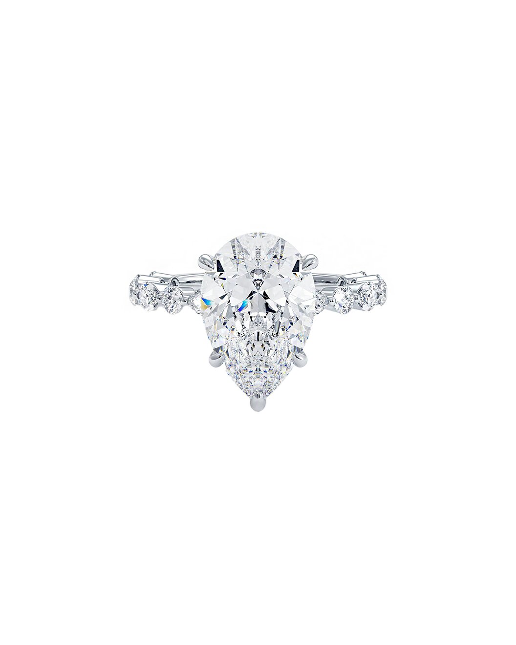Lanh 3 Carat Pear Cut Lab Grown Diamond Engagement Ring Front