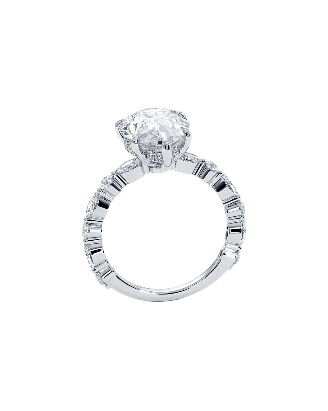 Lanh 3 Carat Pear Cut Lab Grown Diamond Engagement Ring Side