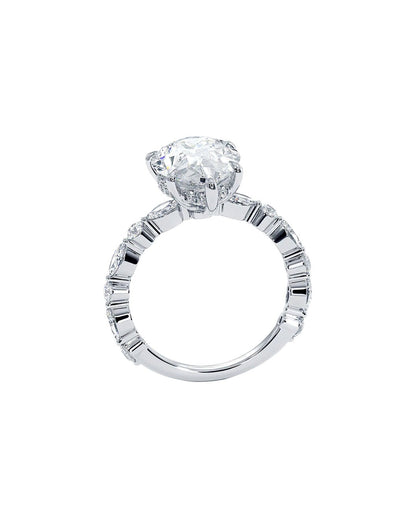 Lanh 3 Carat Pear Cut Lab Grown Diamond Engagement Ring Side