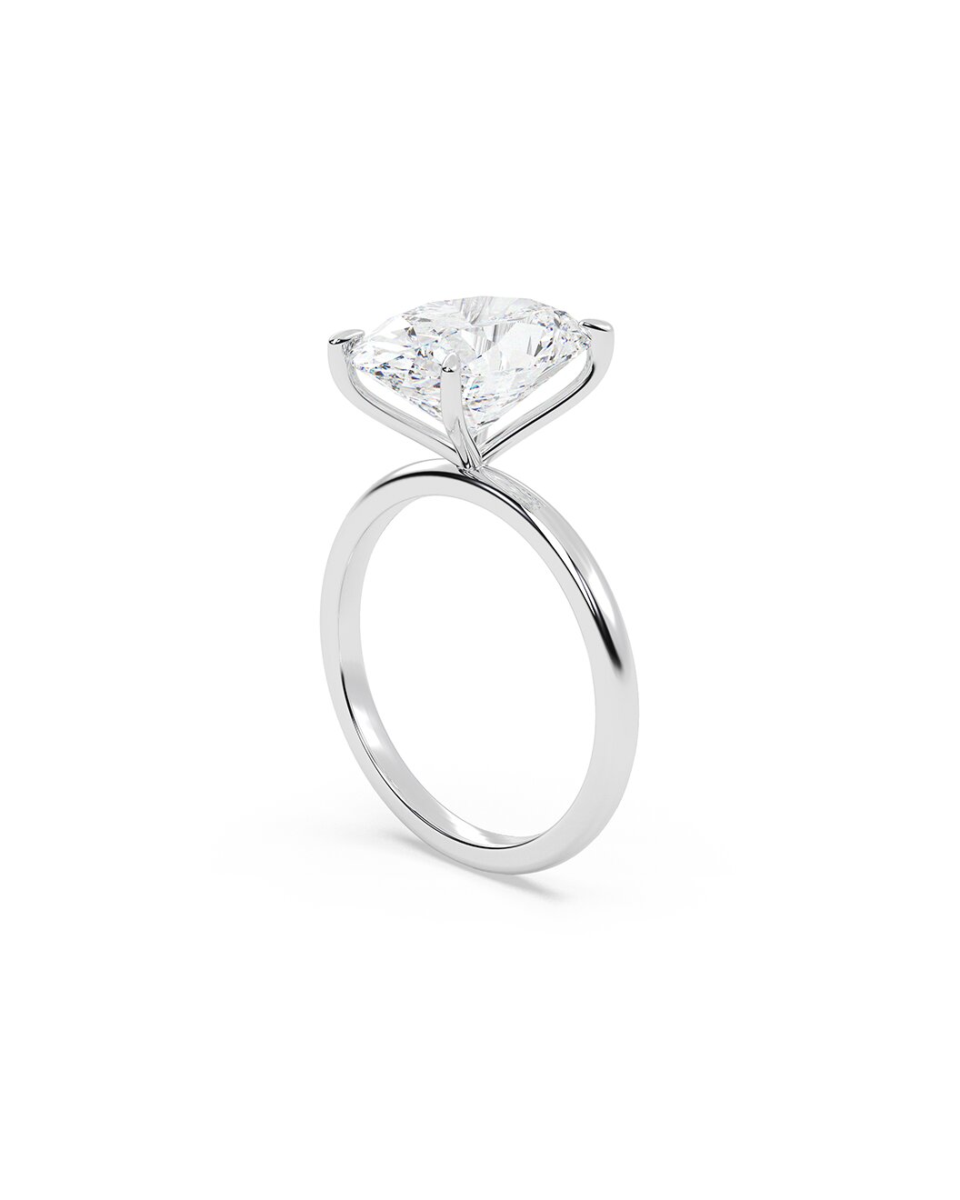 Larevia 5 Carat Oval Cut Lab Grown Diamond Engagement Ring in 14k White Gold Side View