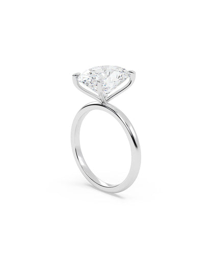Larevia 5 Carat Oval Cut Lab Grown Diamond Engagement Ring in 14k White Gold Side View