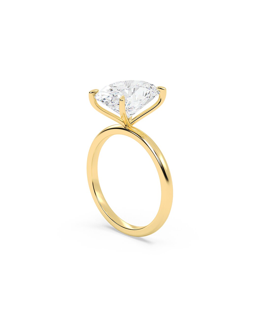 Larellea 5 Carat Oval Cut Lab Grown Diamond Solitaire Engagement Ring in 14k Yellow Gold Side View