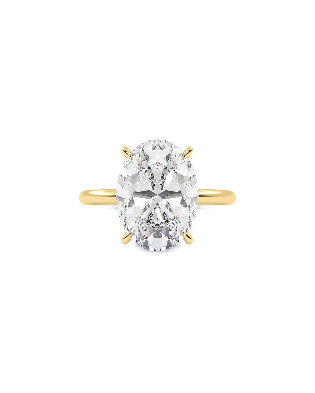 Larellea 5 Carat Oval Cut Lab Grown Diamond Solitaire Engagement Ring in 14k Yellow Gold