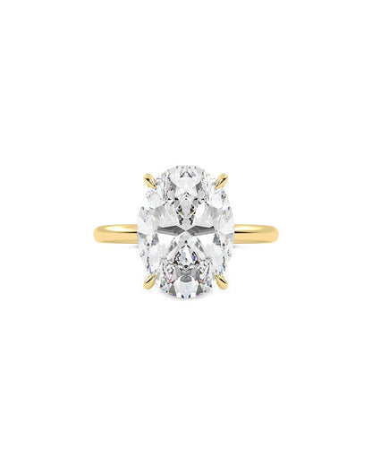Larellea 5 Carat Oval Cut Lab Grown Diamond Solitaire Engagement Ring in 14k Yellow Gold