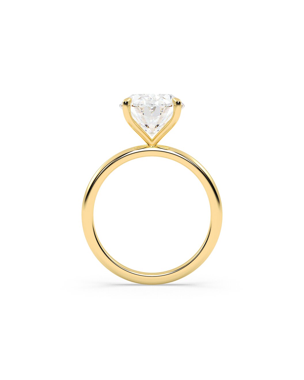 Larellea 5 Carat Oval Cut Lab Grown Diamond Solitaire Engagement Ring in 14k Yellow Gold Back View