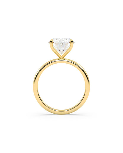 Larellea 5 Carat Oval Cut Lab Grown Diamond Solitaire Engagement Ring in 14k Yellow Gold Back View