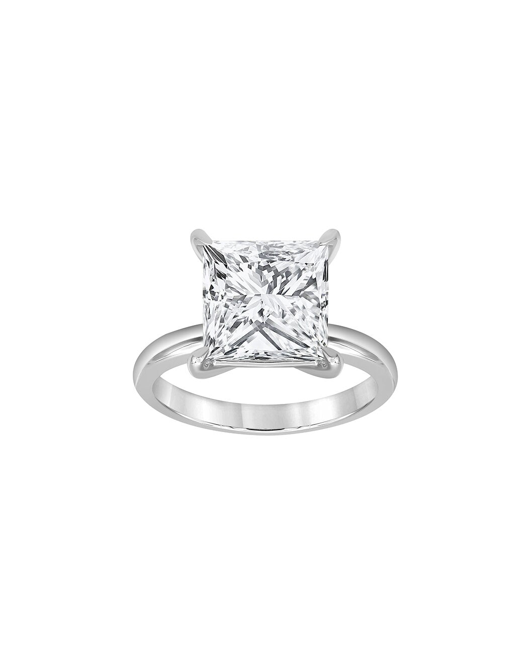 Larina 5 Carat Faceted Princess Cut Lab Grown Diamond Engagement Ring in Platinum