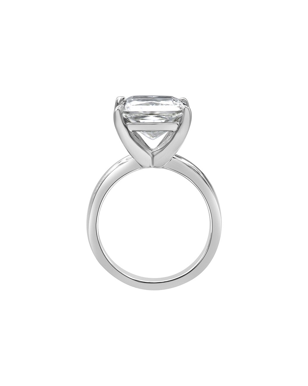 Larina 5 Carat Faceted Princess Cut Lab Grown Diamond Engagement Ring in Platinum Back View
