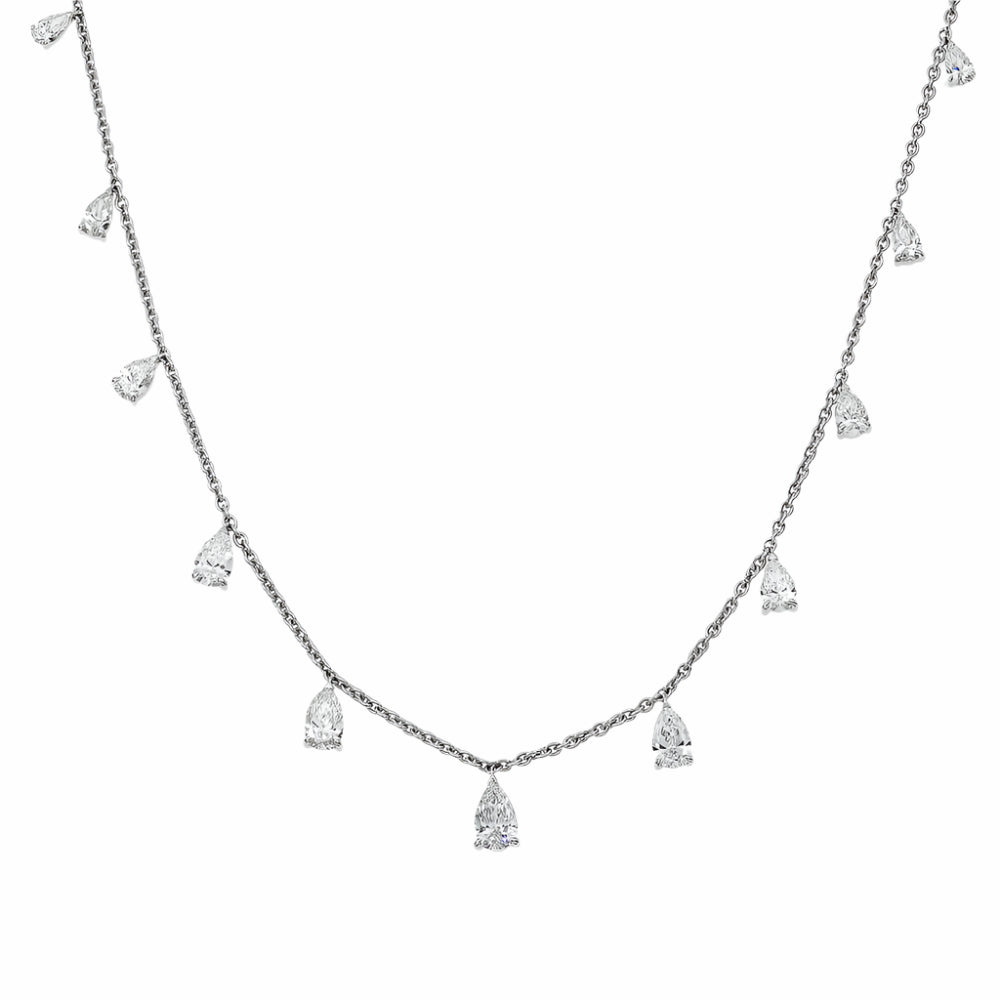 Larsen 5 Carat Pear Cut Lab Grown Diamond Satellite Drop Necklace Front