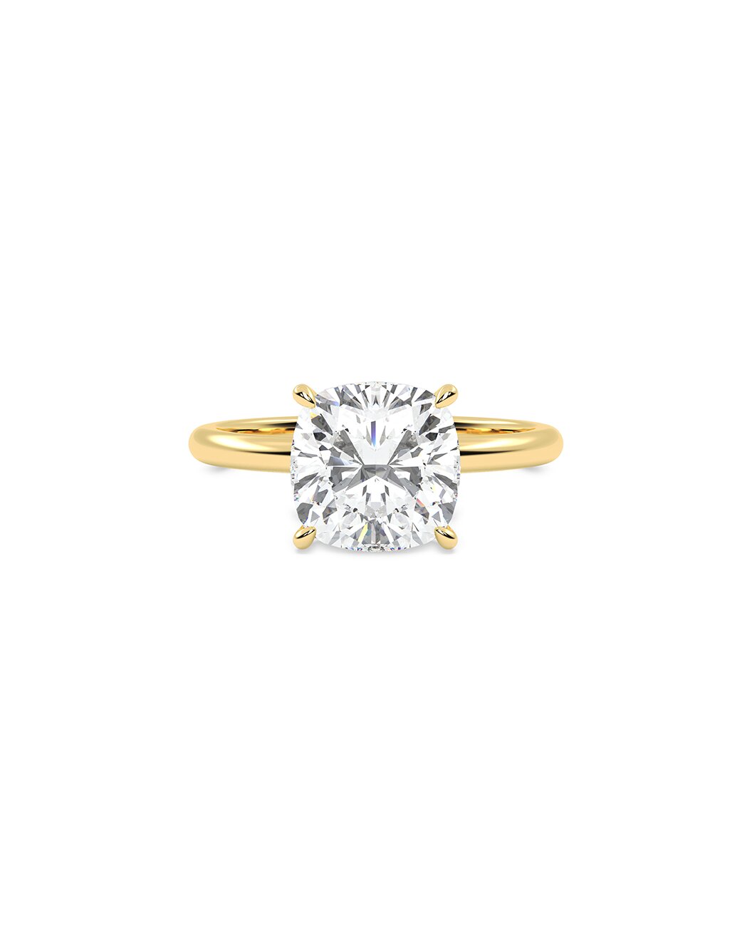 Laurenza 3 Carat Cushion Cut Lab Grown Diamond Engagement Ring in 14k Yellow Gold