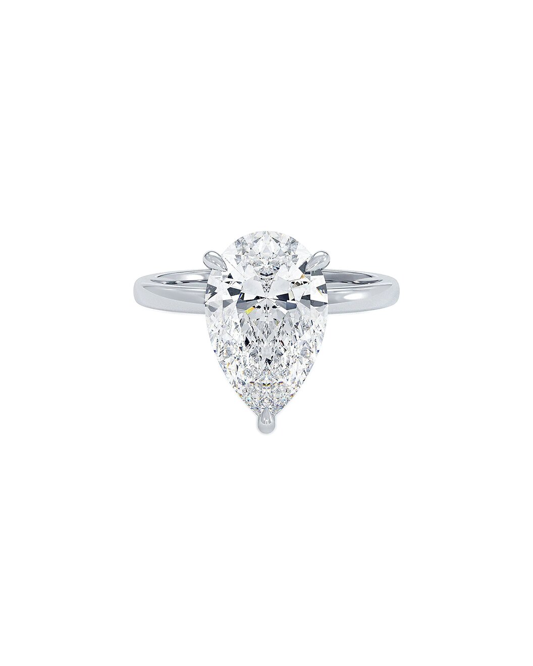 Lauretta 3 Carat Faceted Pear Cut Lab Grown Diamond Engagement Ring in 14k White Gold