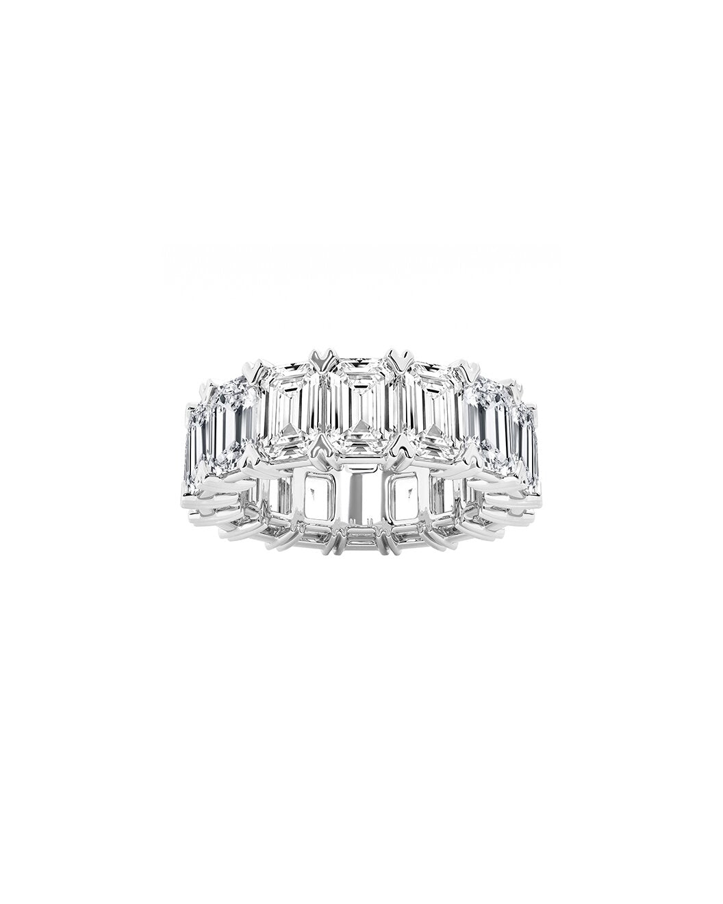 Laviel 12 Carats Emerald Cut Lab Grown Diamond Eternity Ring in 14k White Gold
