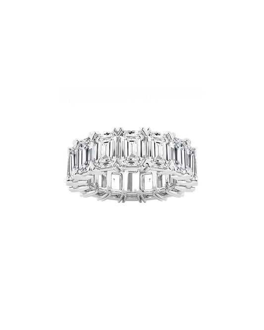 Laviel 12 Carats Emerald Cut Lab Grown Diamond Eternity Ring in 14k White Gold