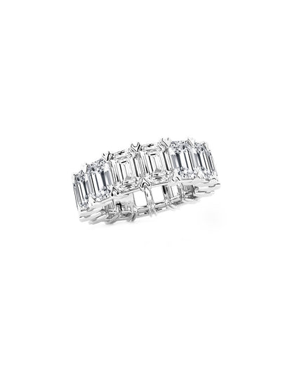 Laviel 12 Carats Emerald Cut Lab Grown Diamond Eternity Ring in 14k White Gold Side View