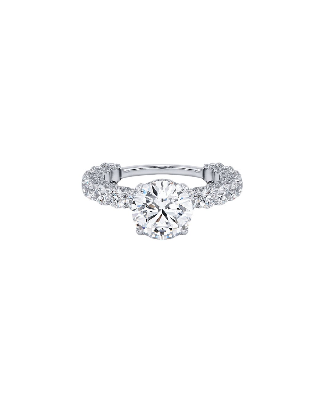 Diamond ring with a white background front