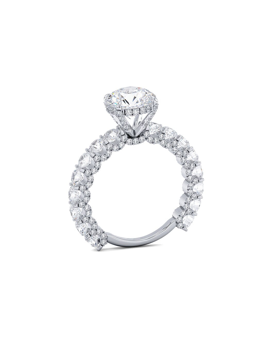 Diamond ring with a white background side