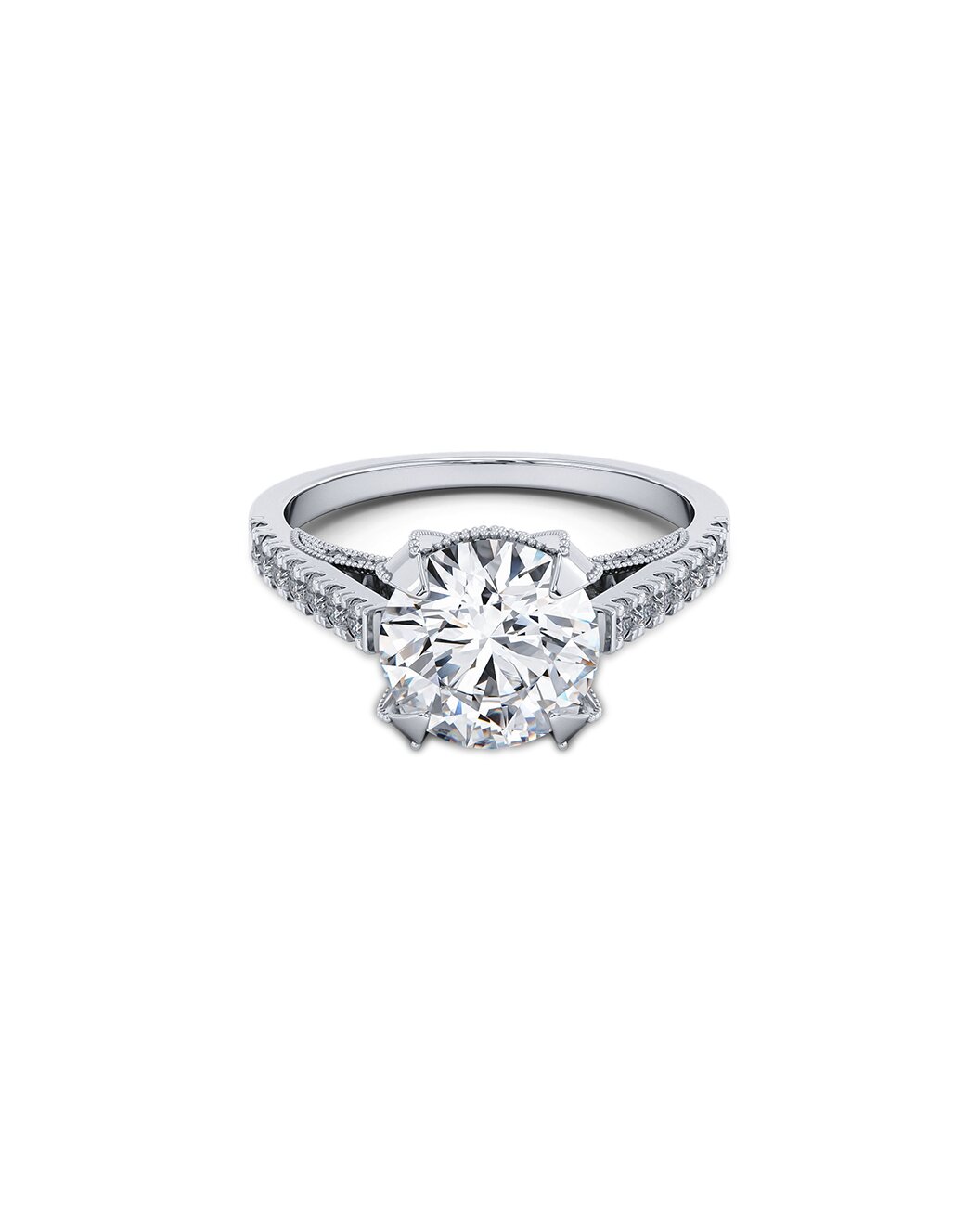 Laylani 2.35 Carat Round Cut Lab Grown Diamond Engagement Ring in 14k White Gold Front