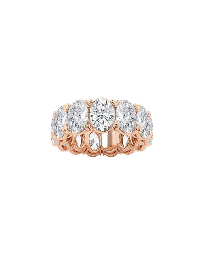 Lazanya 12 Carats Oval Cut Lab Grown Diamond Eternity Ring in 14K Rose Gold