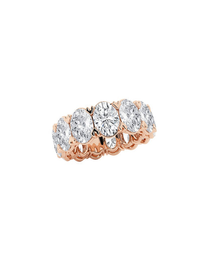 Lazanya 12 Carats Oval Cut Lab Grown Diamond Eternity Ring in 14K Rose Gold Side View