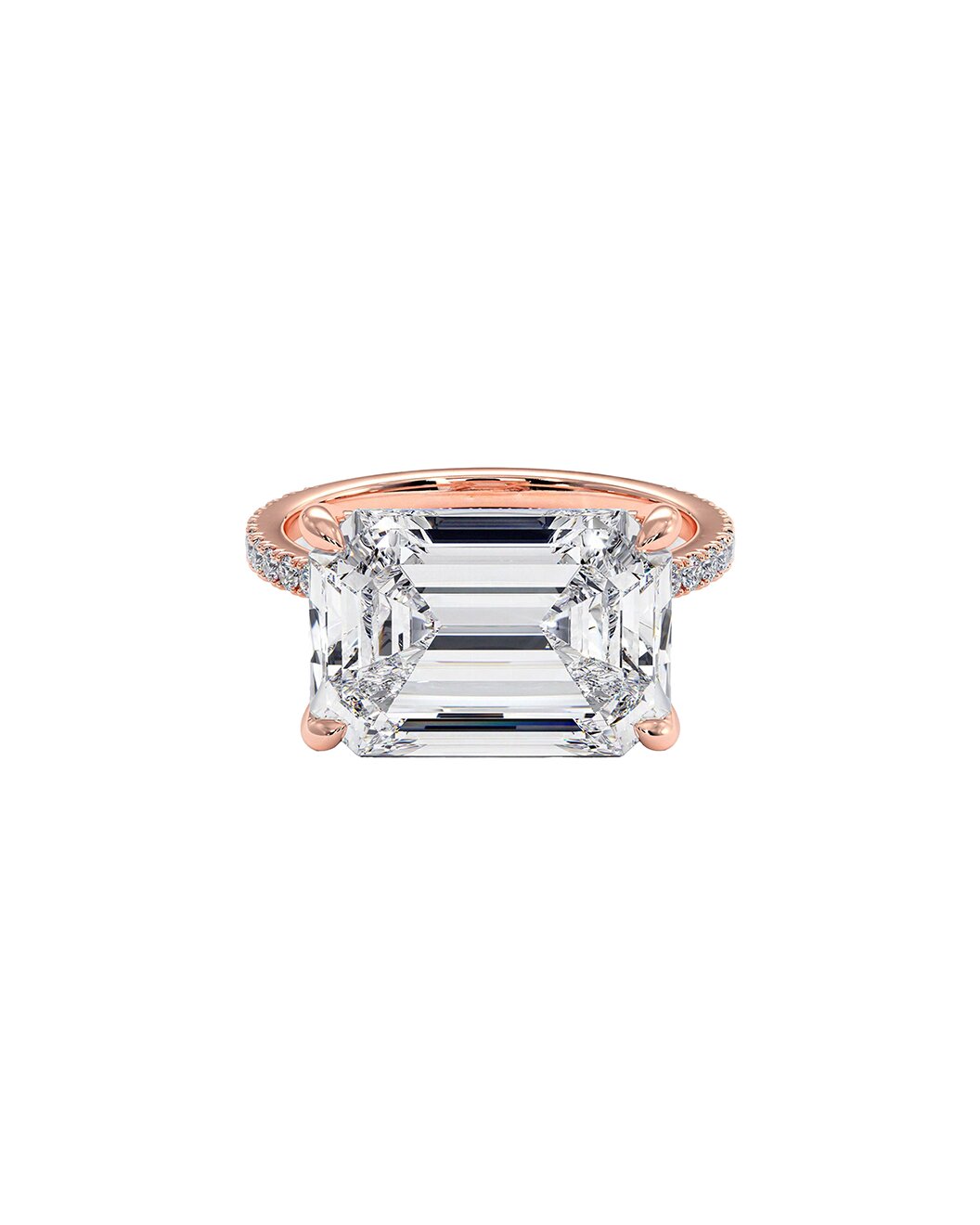 Lazaria 5.59 Carat Emerald Cut Lab Grown Diamond Engagement Ring in 14k Rose Gold