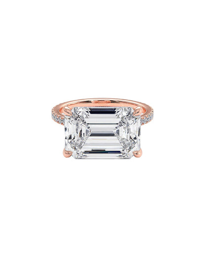 Lazaria 5.59 Carat Emerald Cut Lab Grown Diamond Engagement Ring in 14k Rose Gold