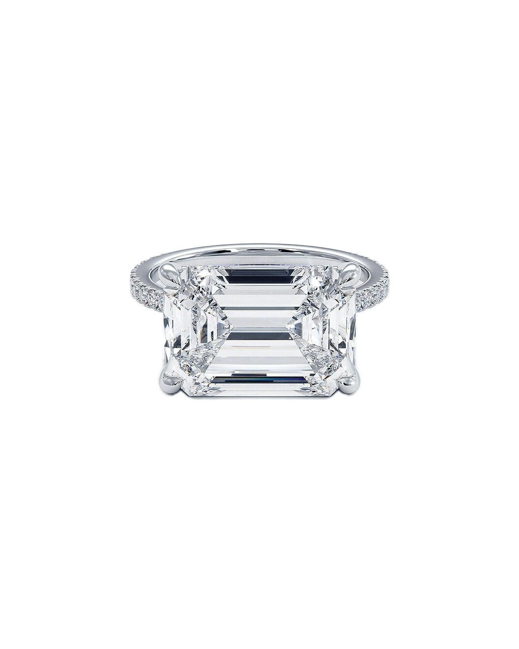 Lazariae 5.59 Carat Faceted Emerald Cut Lab Grown Diamond Engagement Ring in 14k White Gold