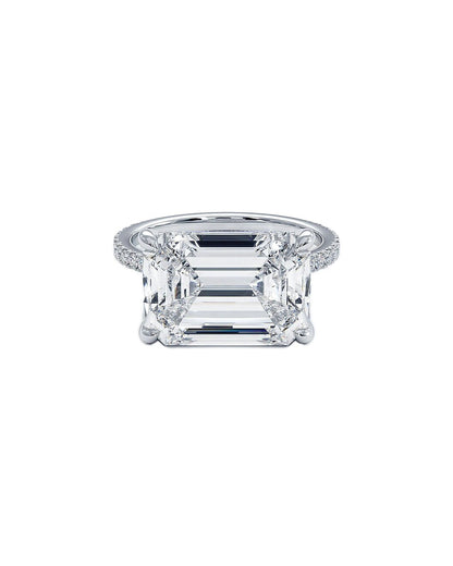 Lazariae 5.59 Carat Faceted Emerald Cut Lab Grown Diamond Engagement Ring in 14k White Gold