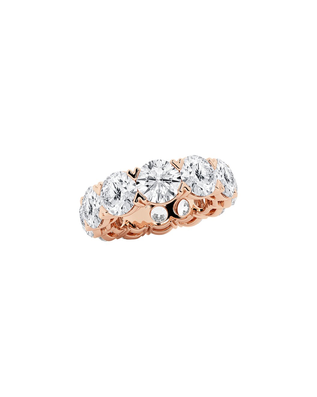 Lazellea 12 Carats Round Cut Lab Grown Diamond Eternity Ring in 14K Rose Gold Side View