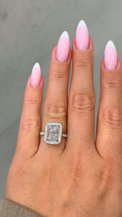 Lazette 3.90 Carat Radiant Cut Lab Grown Diamond Ring in 18k White Gold