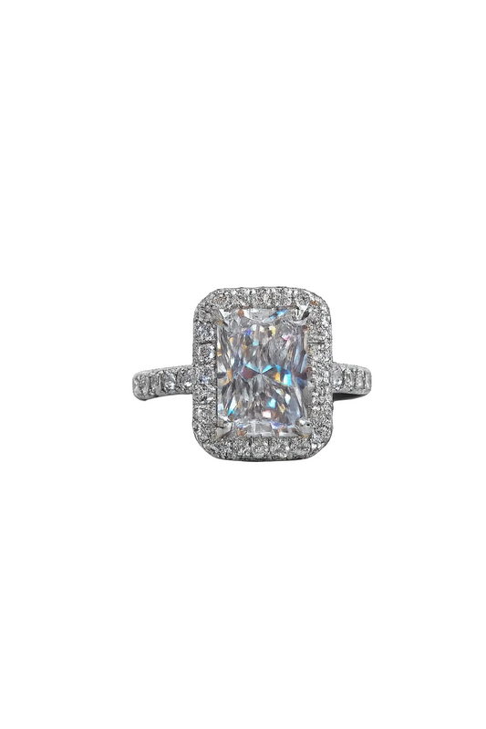 Lazette 3.90 Carat Radiant Cut Lab Grown Diamond Ring in 18k White Gold Front