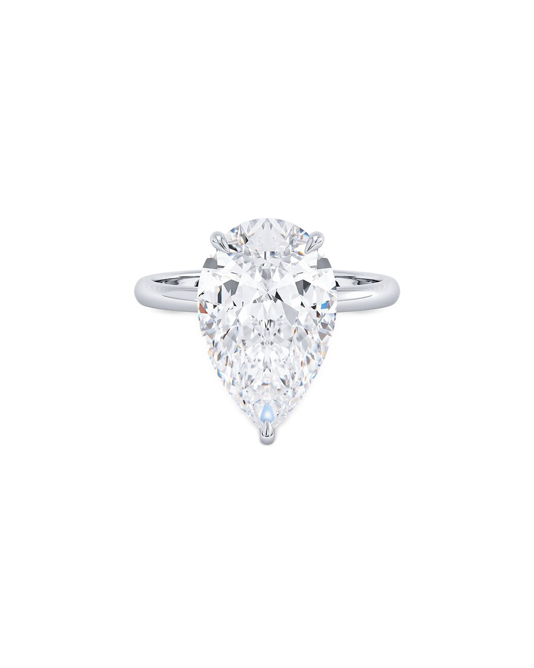 Pear diamond ring on a white background