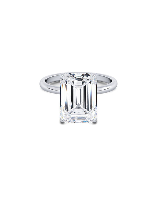 Lecia 5 Carat Emerald Cut Lab Grown Diamond Engagement Ring in 14k White Gold