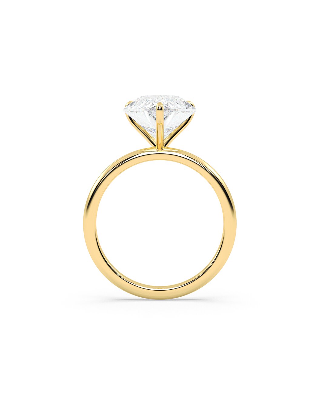 Gold ring with a diamond on a white background