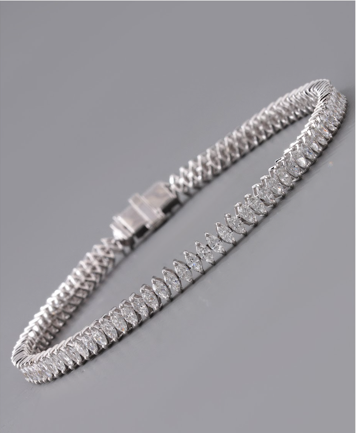 Leilany 3 Carat Marquise Cut Lab Grown Diamond Bracelet in 14k White Gold