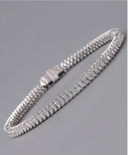 Leilany 3 Carat Marquise Cut Lab Grown Diamond Bracelet in 14k White Gold