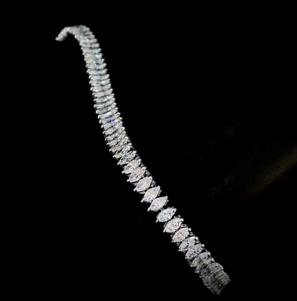 Leilany 3 Carat Marquise Cut Lab Grown Diamond Bracelet in 14k White Gold Front