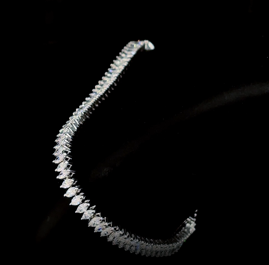 Leilany 3 Carat Marquise Cut Lab Grown Diamond Bracelet in 14k White Gold Side