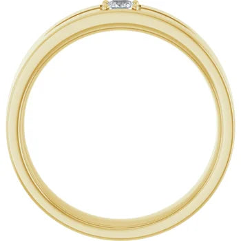 Leonel 0.15 Carat Princess Cut Lab Grown Diamond Solitaire Men's Band in 14k Yellow Gold Front View