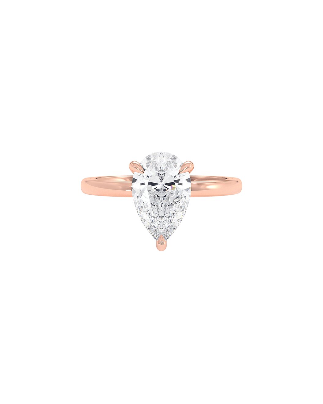 Letitia 3 Carat Pear Cut Lab Grown Diamond Engagement Ring in 14k Rose Gold