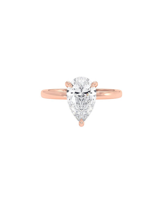 Letitia 3 Carat Pear Cut Lab Grown Diamond Engagement Ring in 14k Rose Gold