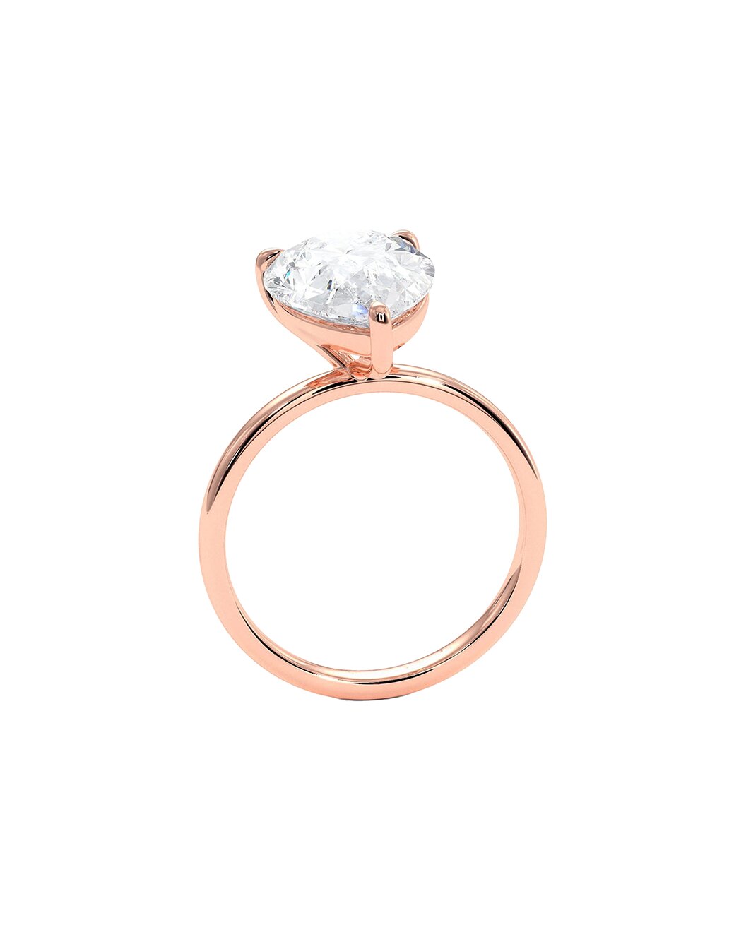 Letitia 3 Carat Pear Cut Lab Grown Diamond Engagement Ring in 14k Rose Gold Back View