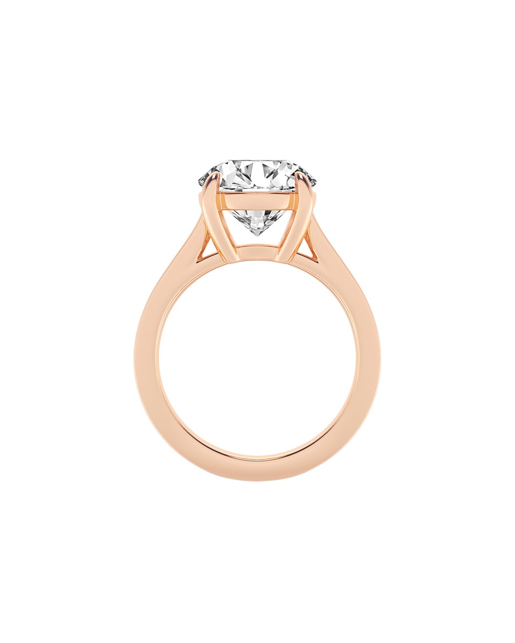 Liorielle 5 Carat Faceted Round Cut Lab Grown Diamond Engagement Ring in 14k Rose Gold Back View