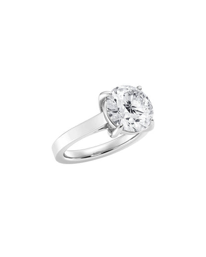 Lunarae 5 Carat Faceted Round Cut Lab Grown Diamond Engagement Ring in 14k White Gold Side View