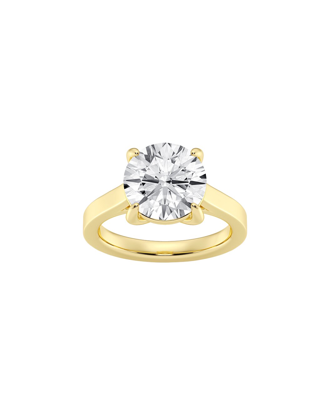 Levara 5 Carat Faceted Round Cut Lab Grown Diamond Engagement Ring in 14k Yellow Gold