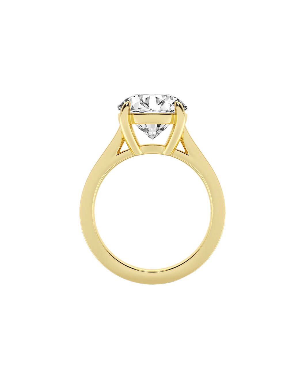 Levara 5 Carat Faceted Round Cut Lab Grown Diamond Engagement Ring in 14k Yellow Gold Back View