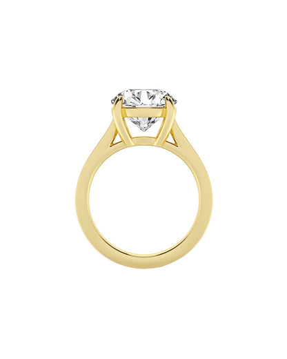 Levara 5 Carat Faceted Round Cut Lab Grown Diamond Engagement Ring in 14k Yellow Gold Back View